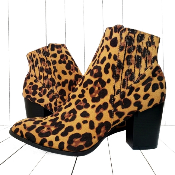 Shoes - NEW Leopard Print Vegan Suede Ankle Bootie